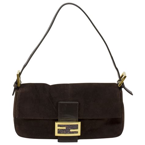 brown suede fendi baguette|genuine fendi baguette.